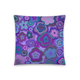 Blue and Purple Retro Flower Pillow