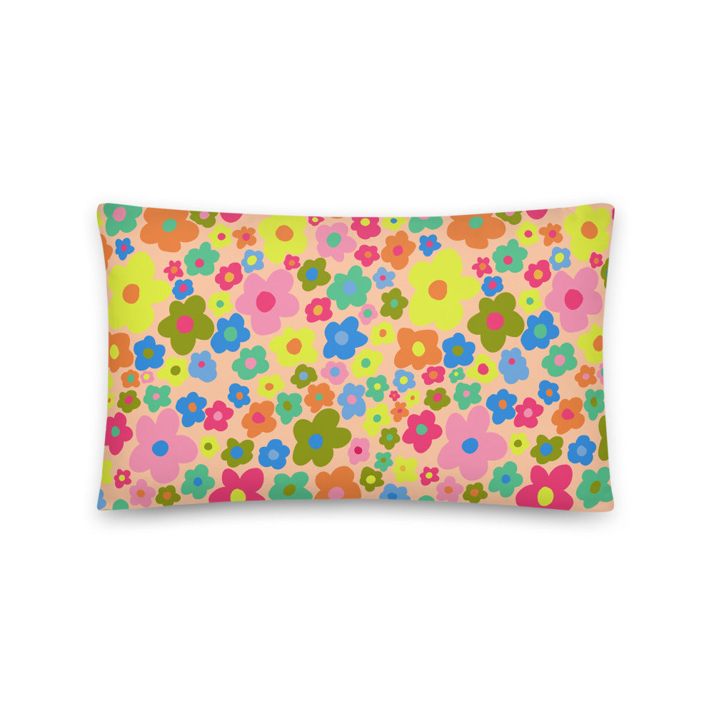 Groovy Green and Pink Flower Power 18 by 18 inch Pillow Case Cover –  Relic828