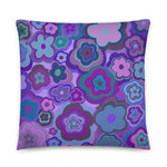 Blue and Purple Retro Flower Pillow