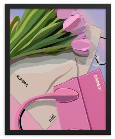 Pastel Tulips Designer Bags Framed Art Poster