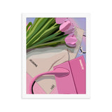 Pastel Tulips Designer Bags Framed Art Poster