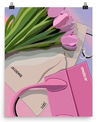 Pastel Tulips & Designer Bag Poster